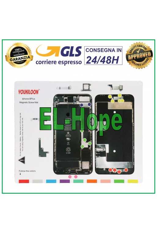 TAPPETO ISCREWS PAD MAGNETICO ILLUSTRATO PER SMONTAGGIO VITI APPLE IPHONE 8 PLUS TAPPETO ISCREWS PAD MAGNETICO ILLUSTRATO PER SMONTAGGIO VITI APPLE IPHONE 8 PLUS