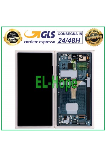 DISPLAY LCD FRAME ORIGINALE SAMSUNG GALAXY S22 ULTRA SM-S908 TOUCH GREEN VERDE