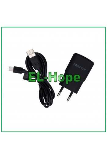 CARICA BATTERIA UNIVERSALE TRAVEL CHARGER 5V 10W + CAVO TYPE-C USB 1.2 mt NERO