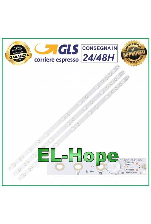KIT 3 BARRE STRIP LED PER TV PHILIPS GJ-2K15 D2P5-315 D307-V1 32PHT41 TPT315B5