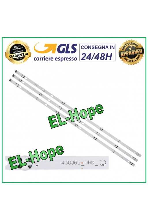 KIT 3 BARRE STRIP 7 LED PER TV 43" LG LC43490059A 43INCH-A-TYPE 43UJ65-UHD-LC KIT 3 BARRE STRIP 7 LED PER TV 43" LG LC43490059A 43INCH-A-TYPE 43UJ65-UHD-LC