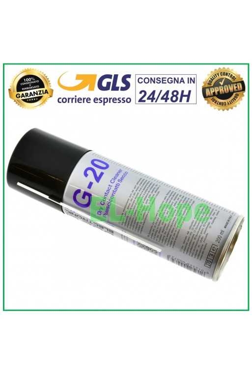SPRAY ALCOOL PULISCI CONTATTI SECCO DETERGENTE SGRASSANTE 200ml G-20 G20 DUE CI SPRAY ALCOOL PULISCI CONTATTI SECCO DETERGENTE SGRASSANTE 200ml G-20 G20 DUE CI