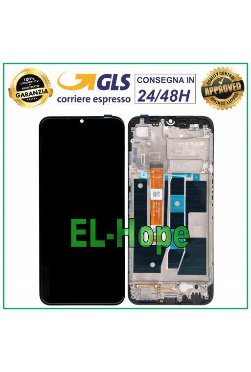 DISPLAY TOUCH LCD FRAME PER OPPO A16S CPH2271 / A16 CPH2269 / A54S CPH2273 NERO