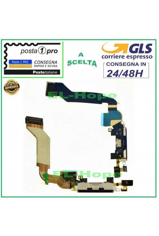 CONNETTORE RICARICA PER APPLE iPhone 4S FLAT FLEX MICROFONO DOCK CARICA NERO CONNETTORE RICARICA PER APPLE iPhone 4S FLAT FLEX MICROFONO DOCK CARICA NERO