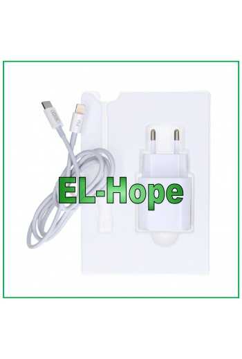 CARICA BATTERIA PER IPHONE FASTCHARGE 25W TRAVEL TYPE-C + CAVO LIGHTNING BIANCO