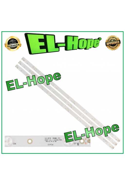 KIT 3 BARRE STRIP 7 LED PER TV 32" PHILIPS GJ-2K16 D307-V1.1 01P26 L620mm KIT 3 BARRE STRIP 7 LED PER TV 32" PHILIPS GJ-2K16 D307-V1.1 01P26 L620mm