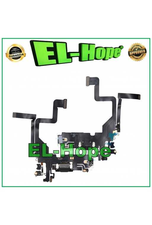 CONNETTORE RICARICA PER APPLE iPhone 14 PRO FLAT FLEX MICROFONO DI CARICA NERO CONNETTORE RICARICA PER APPLE iPhone 14 PRO FLAT FLEX MICROFONO DI CARICA NERO