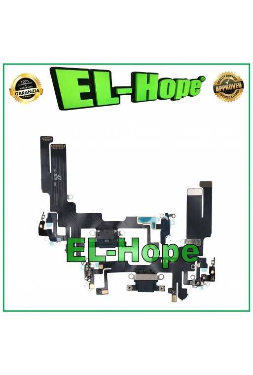 CONNETTORE RICARICA PER APPLE iPhone 14 FLAT FLEX MICROFONO DI CARICA NERO CONNETTORE RICARICA PER APPLE iPhone 14 FLAT FLEX MICROFONO DI CARICA NERO