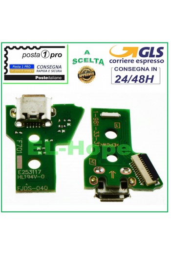 CONNETTORE RICARICA MICRO USB PCB 12 PIN JDS-040 PER CONTROLLER JOYPAD SONY PS4