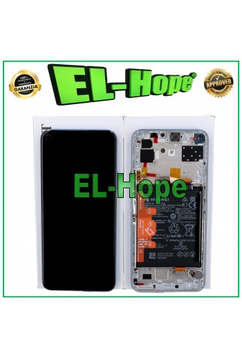 DISPLAY LCD ORIGINALE FRAME E BATTERIA HUAWEI P40 LITE 5G CDY-NX9A TOUCH SILVER