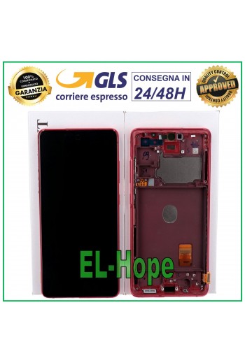 DISPLAY LCD + FRAME ORIGINALE SAMSUNG GALAXY S20 FE SM-G780F TOUCH SCREEN ROSSO
