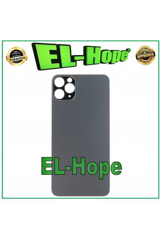 VETRO SCOCCA POSTERIORE PER IPHONE 11 PRO MAX COVER BIG HOLE GRIGIO SIDERALE