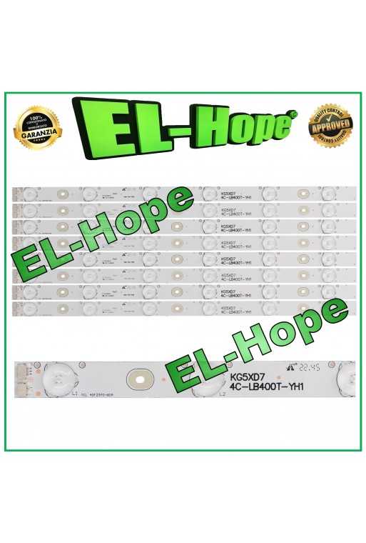 KIT 8 BARRE STRIP 6 LED PER TV 40" TCL 4C-LB400T-YH1 KG5XD7 40F2370-6EA 399mm KIT 8 BARRE STRIP 6 LED PER TV 40" TCL 4C-LB400T-YH1 KG5XD7 40F2370-6EA 399mm