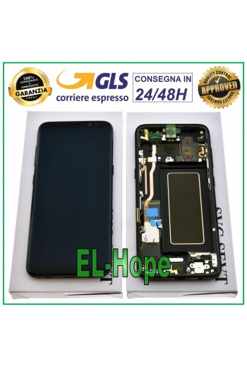 DISPLAY LCD + FRAME ORIGINALE SAMSUNG GALAXY S8 SM-G950 G950 F TOUCH SCREEN NERO