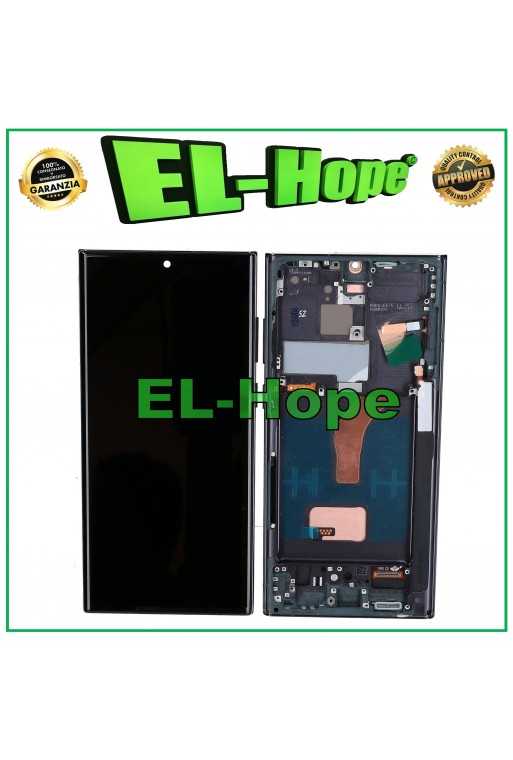 DISPLAY LCD TFT + FRAME TOUCH PER SAMSUNG GALAXY S22 ULTRA 2022 SM-S908 NERO DISPLAY LCD TFT + FRAME TOUCH PER SAMSUNG GALAXY S22 ULTRA 2022 SM-S908 NERO