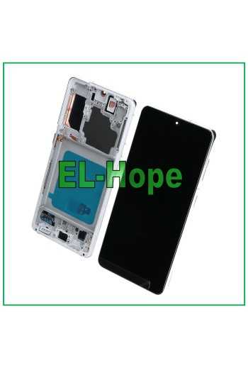 DISPLAY LCD OLED FRAME PER SAMSUNG GALAXY S21 SM-G991 TOUCH SCREEN VETRO BIANCO