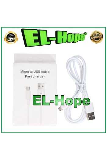 CAVO DATI CAVETTO DI RICARICA CARICA BATTERIA MICRO USB UNIVERSALE BIANCO 1 MT