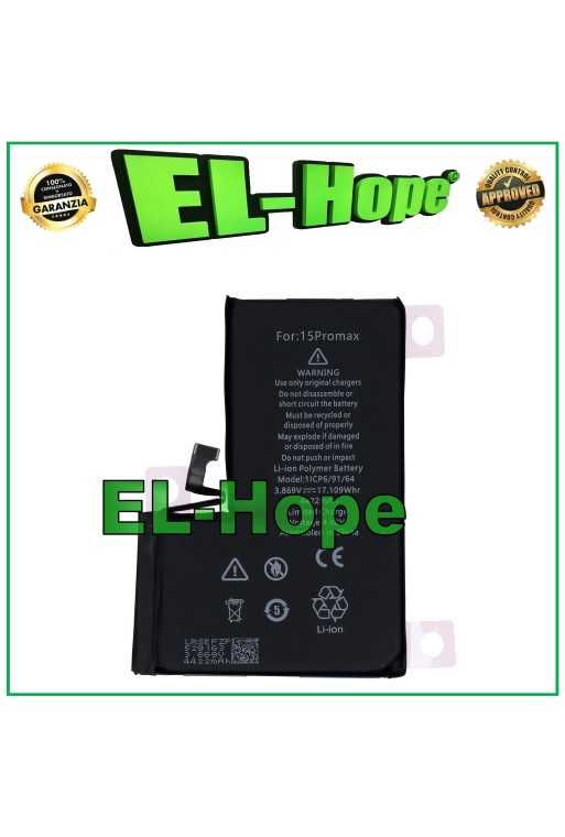 BATTERIA DI RICAMBIO PILA PER IPHONE 15 PRO MAX 4422 mAh 4.47V A3106 BATTERIA DI RICAMBIO PILA PER IPHONE 15 PRO MAX 4422 mAh 4.47V A3106