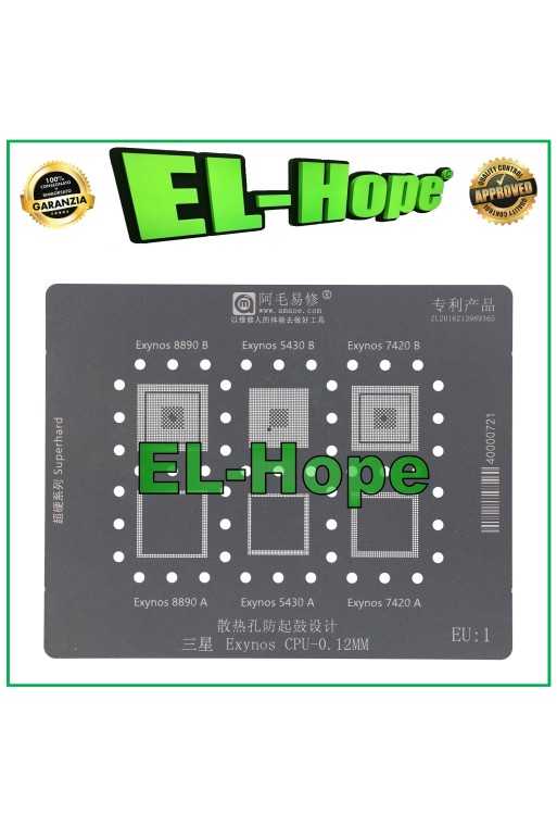 STENCIL REBALLING LAYER AMAOE EU1 PER EXYNOS 8890B 5430B 7420B 8890A 5430A 7420A STENCIL REBALLING LAYER AMAOE EU1 PER EXYNOS 8890B 5430B 7420B 8890A 5430A 7420A