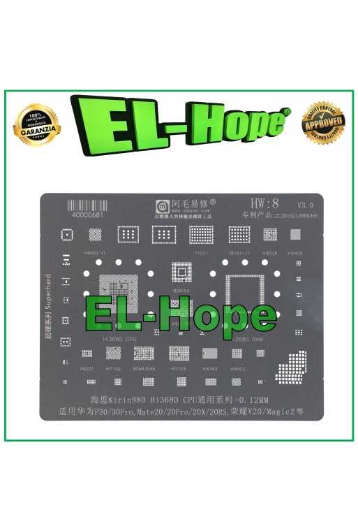 STENCIL REBALLING AMAOE EU1 SCHEDA MADRE PER HUAWEI P30 /P30 PRO MATE 20 /20 PRO STENCIL REBALLING AMAOE EU1 SCHEDA MADRE PER HUAWEI P30 /P30 PRO MATE 20 /20 PRO