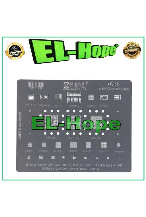 STENCIL LAYER AMAOE OV6 PER OPPO A32 / VIVO Y30 Y31 / IQ00-U1 U1X 720G-SM7125 STENCIL LAYER AMAOE OV6 PER OPPO A32 / VIVO Y30 Y31 / IQ00-U1 U1X 720G-SM7125