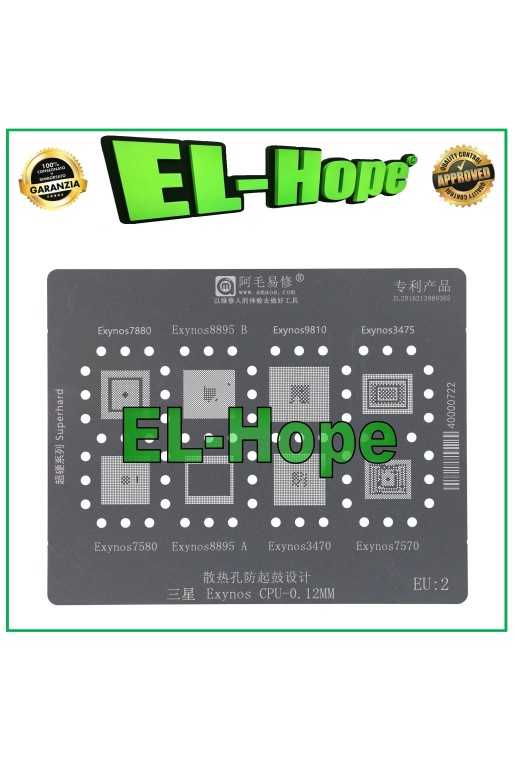 STENCIL REBALLING LAYER AMAOE EU2 PER SAMSUNG EXYNOS 7880 S8895B 9810 3475 STENCIL REBALLING LAYER AMAOE EU2 PER SAMSUNG EXYNOS 7880 S8895B 9810 3475