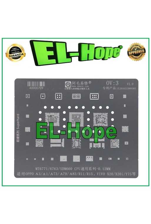 STENCIL REBALLING CPU SCHEDA MADRE AMAOE OV3 PER OPPO A3 A1 A73 A79 A83 R11 R15