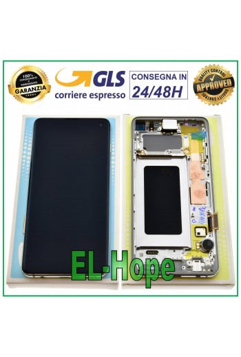 DISPLAY LCD ORIGINALE SAMSUNG GALAXY S10 SM-G973F DS TOUCH SCREEN PRISM BIANCO