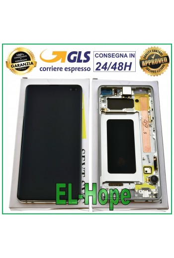 DISPLAY LCD ORIGINALE SAMSUNG GALAXY S10 PLUS SM-G975F TOUCH SCREEN PRISM BIANCO
