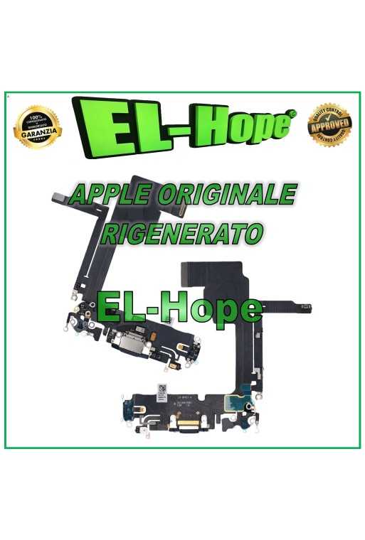 FLAT CONNETTORE CARICA RIGENERATO ORIGINALE APPLE IPHONE 15 PRO TITANIO NERO FLAT CONNETTORE CARICA RIGENERATO ORIGINALE APPLE IPHONE 15 PRO TITANIO NERO