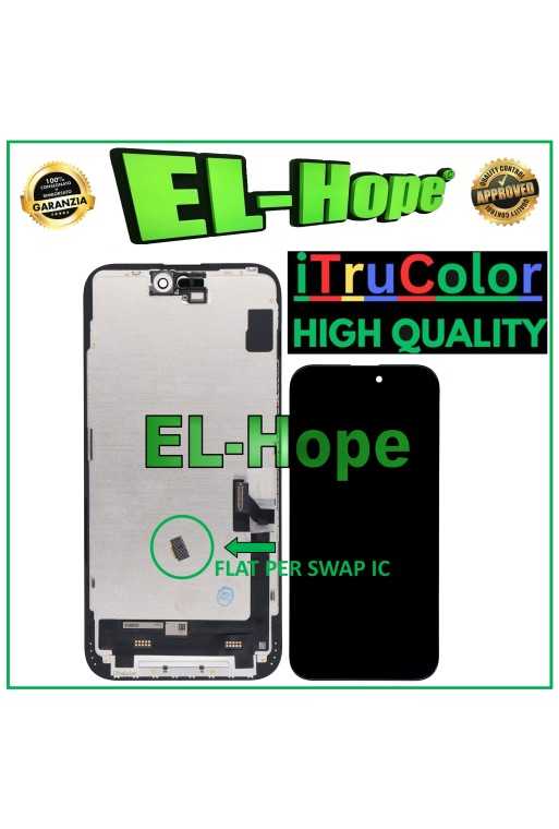 DISPLAY LCD INCELL iTruColor PER APPLE IPHONE 15 PLUS TOUCH SCREEN VETRO NERO DISPLAY LCD INCELL iTruColor PER APPLE IPHONE 15 PLUS TOUCH SCREEN VETRO NERO