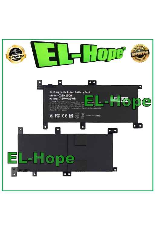 BATTERIA PER PC NOTEBOOK ASUS C21N1509 5000 mAh 7.6 V 38Wh NERA PARI ORIGINALE BATTERIA PER PC NOTEBOOK ASUS C21N1509 5000 mAh 7.6 V 38Wh NERA PARI ORIGINALE