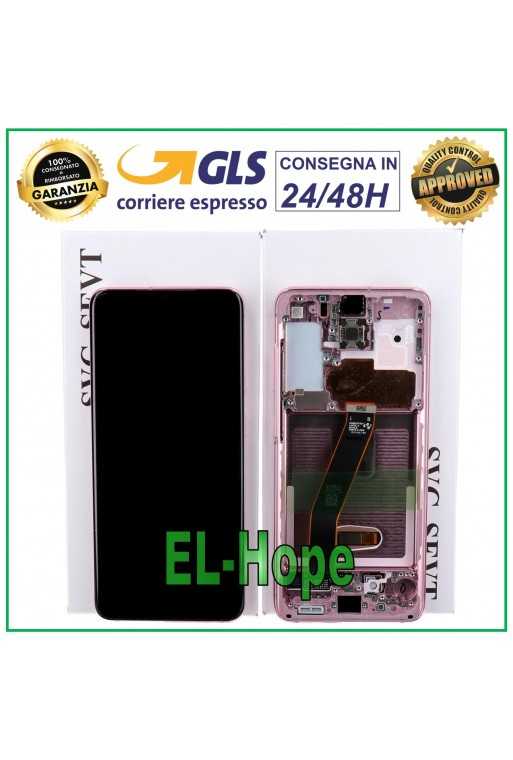 DISPLAY LCD + FRAME ORIGINALE SAMSUNG GALAXY S20 SM-G980 G981 TOUCH SCREEN ROSA DISPLAY LCD + FRAME ORIGINALE SAMSUNG GALAXY S20 SM-G980 G981 TOUCH SCREEN ROSA