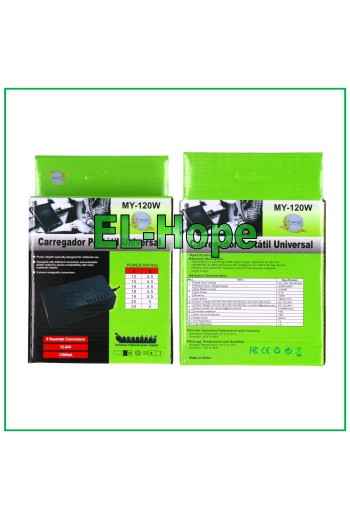 CARICA BATTERIA TRAVEL UNIVERSALE PER PC NOTEBOOK ALIMENTATORE 120W 8 ADATTATORI