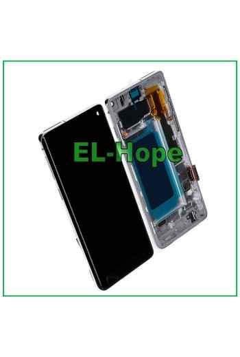 DISPLAY LCD OLED FRAME PER SAMSUNG GALAXY S10 SM-G973F TOUCH SCREEN VETRO BIANCO