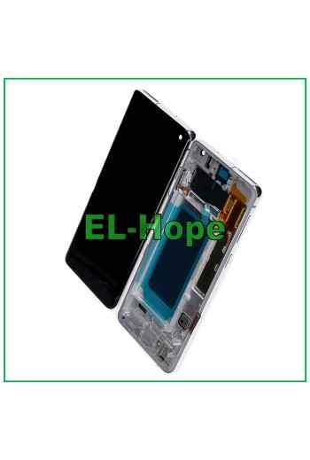 DISPLAY LCD OLED FRAME PER SAMSUNG GALAXY S10 SM-G973F TOUCH SCREEN VETRO BIANCO