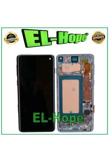 DISPLAY LCD TFT FRAME PER SAMSUNG GALAXY S10 SM-G973F TOUCH SCREEN VETRO BIANCO
