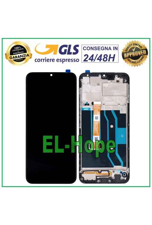 DISPLAY LCD + FRAME PER OPPO REALME NARZO 30A RMX3171 TOUCH SCREEN VETRO NERO