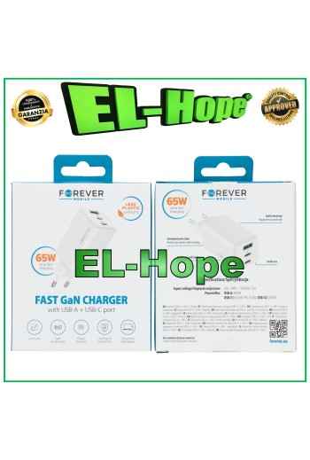 CARICA BATTERIA QUICK CHARGE PER ONEPLUS 65W TRAVEL DOPPIO USB TYPE C BIANCO