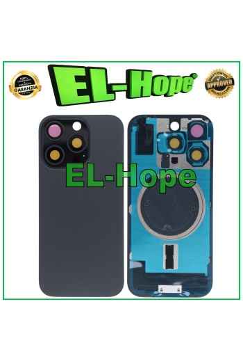 CASE VETRO SCOCCA POSTERIORE BACK COVER + MAGSAFE PER IPHONE 16 PRO TITANIO NERO