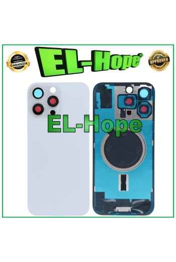 VETRO SCOCCA POSTERIORE BACK CASE + MAGSAFE PER IPHONE 16 PRO MAX TITANIO BIANCO