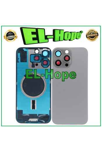 VETRO SCOCCA POSTERIORE BACK CASE MAGSAFE PER IPHONE 16 PRO MAX TITANIO NATURALE