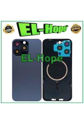 CASE VETRO SCOCCA POSTERIORE COVER + MAGSAFE PER IPHONE 15 PRO MAX TITANIO BLU