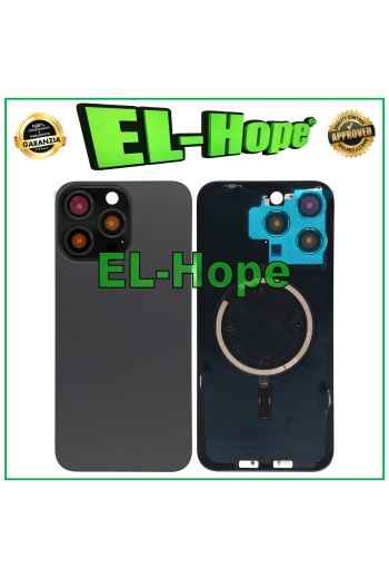CASE VETRO SCOCCA POSTERIORE COVER MAGSAFE PER IPHONE 15 PRO MAX TITANIO NERO