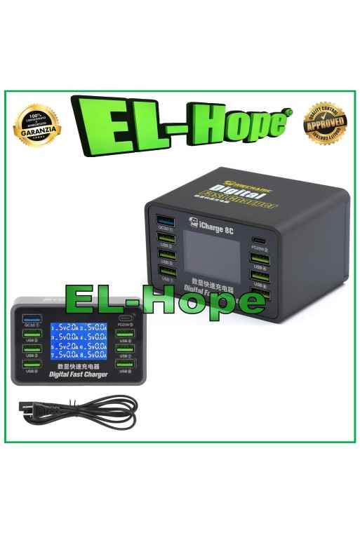 CARICATORE DIGITALE MECHANIC 8C 8A PORTE USB TYPC C QC3.0 TESTER CARICA RAPIDO CARICATORE DIGITALE MECHANIC 8C 8A PORTE USB TYPC C QC3.0 TESTER CARICA RAPIDO