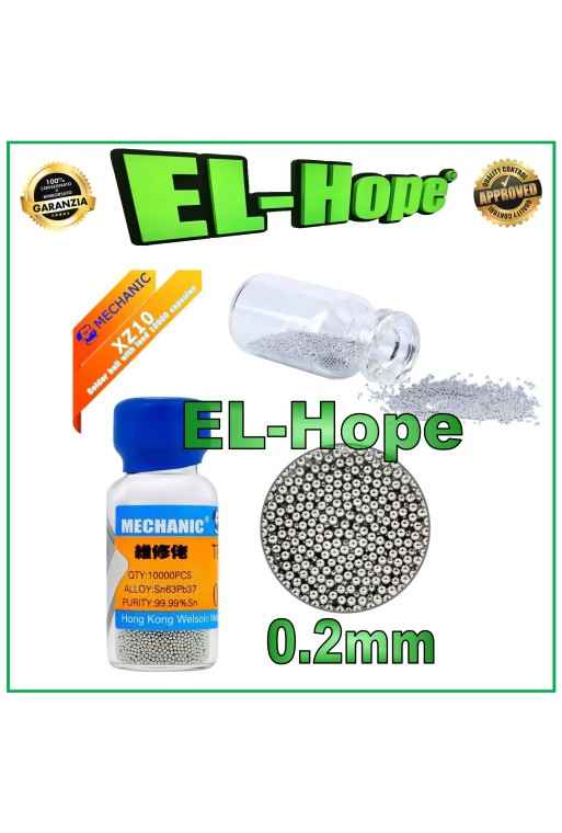 PALLINE DI STAGNO 0.2mm MECHANIC SOLDER BALLS XZ10 PER REBALLING BGA SALDATURA PALLINE DI STAGNO 0.2mm MECHANIC SOLDER BALLS XZ10 PER REBALLING BGA SALDATURA