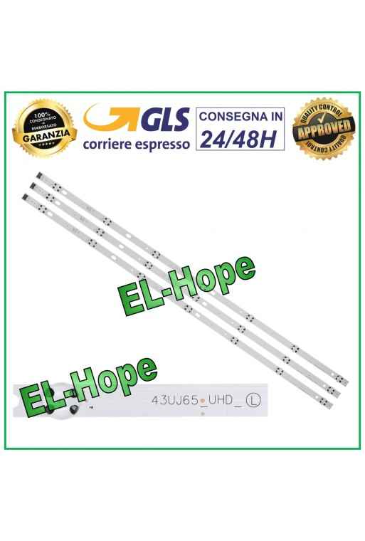 KIT 3 BARRE STRIP 7 LED PER TV 43" LG LC43490064A LC43490063A 430DM_A/B_S