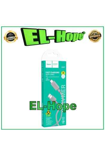 CAVO DATI CAVETTO RICARICA CARICA BATTERIA MICRO USB UNIVERSALE HOCO GRIGIO 1 MT