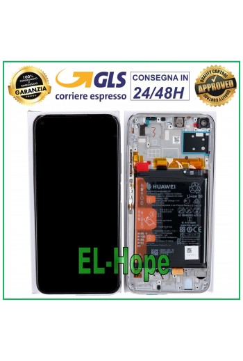 DISPLAY LCD ORIGINALE FRAME + BATTERIA HUAWEI P40 LITE JNY-L21 LX1 TOUCH SILVER