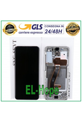 DISPLAY LCD FRAME ORIGINALE SAMSUNG GALAXY S20 SM-G980 G981 TOUCH SCREEN BIANCO